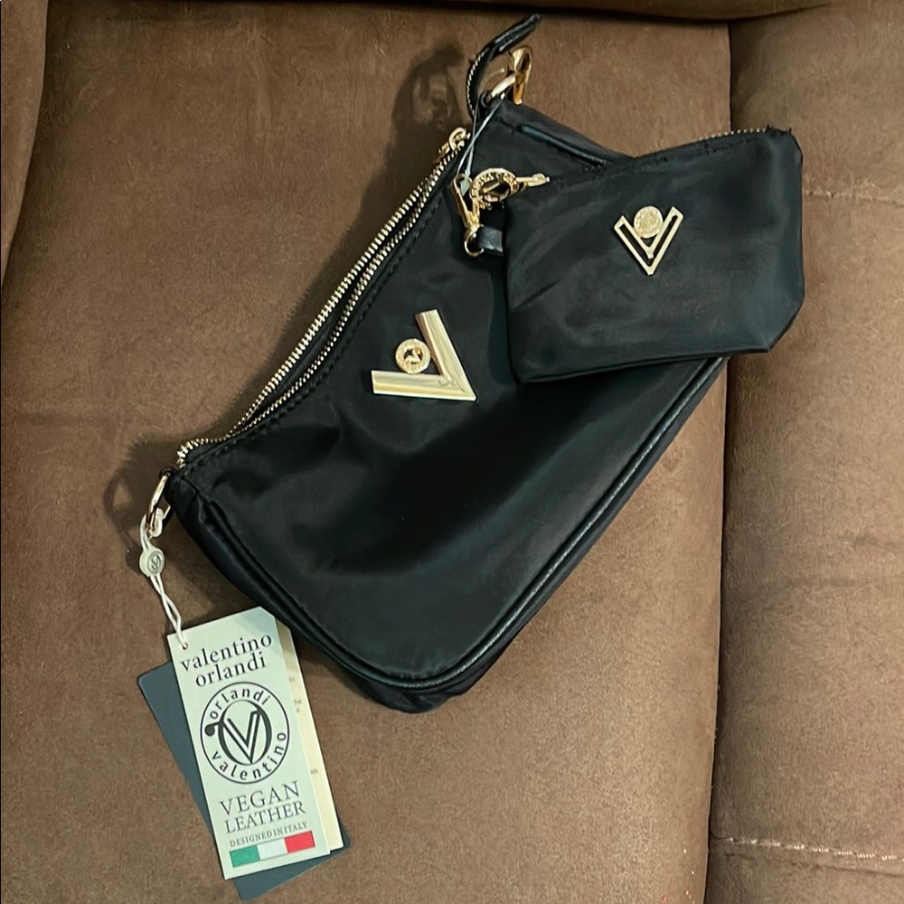 Valentino Orlandi Black Vegan Leather Women's Bag Set